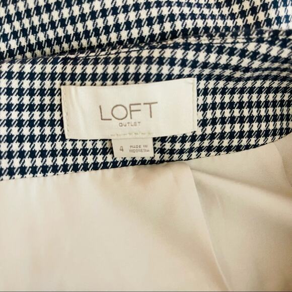 Loft blue white houndstooth check preppy academia office skirt - Picture 6 of 7